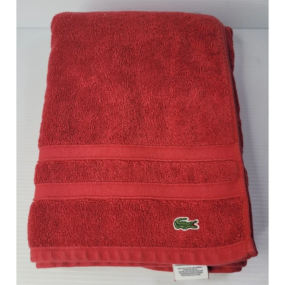 Lacoste Croc Red 100% Cotton Bath, Hand Towel & Washcloth Set
